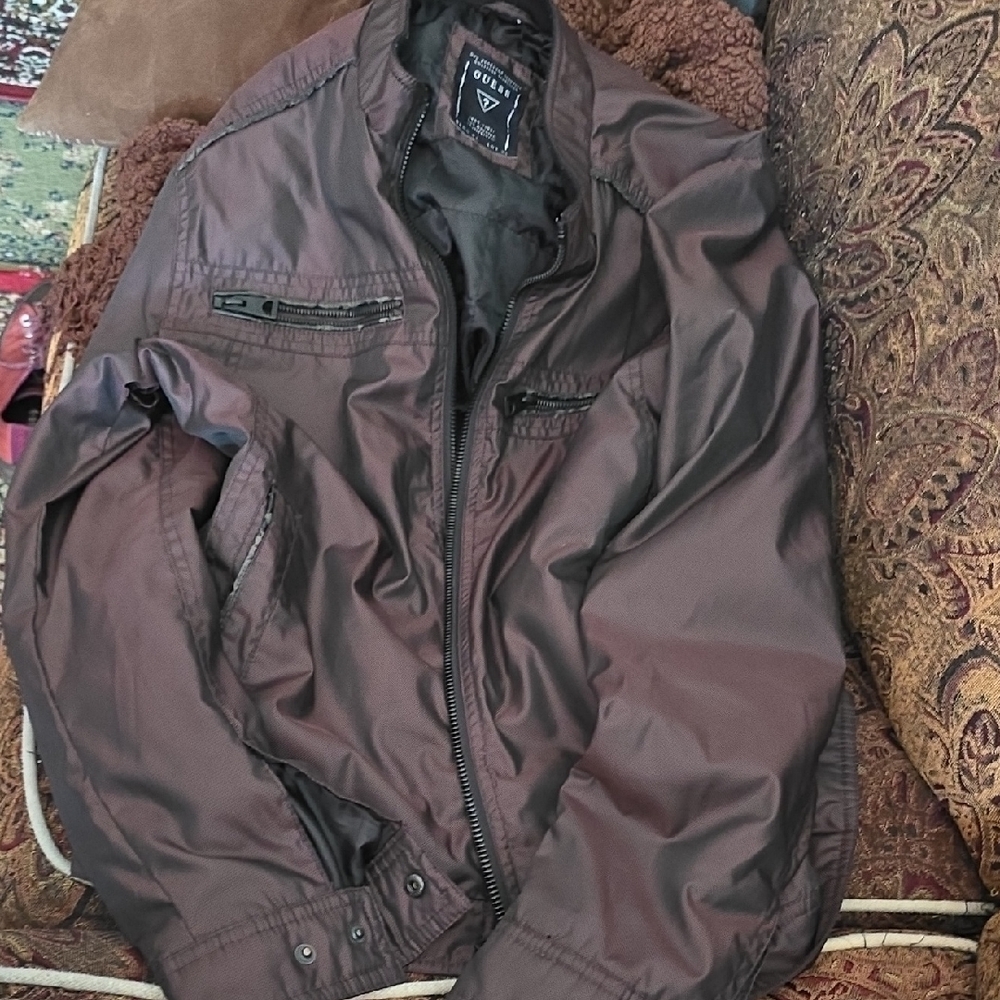 Guess Men's Dark Maroon Lightweight Jacket